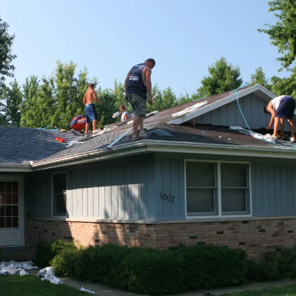 the roofing dog crew, swanson roofing crew, certified roofers in illinois