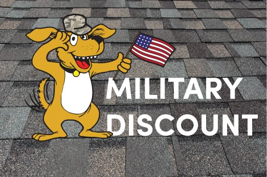 Swanson Roofing offers military discounts on roof replacement, the roofing dog gives a military discount.
