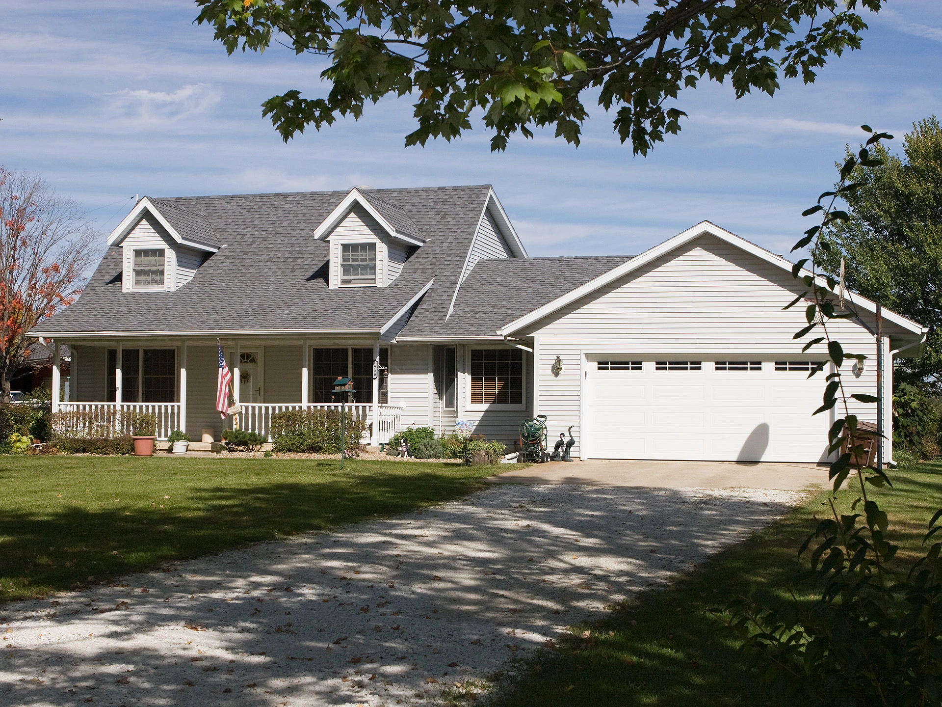 grey shingle roof attached garage