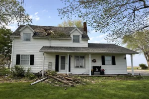 fallen debris damage on a residential home
