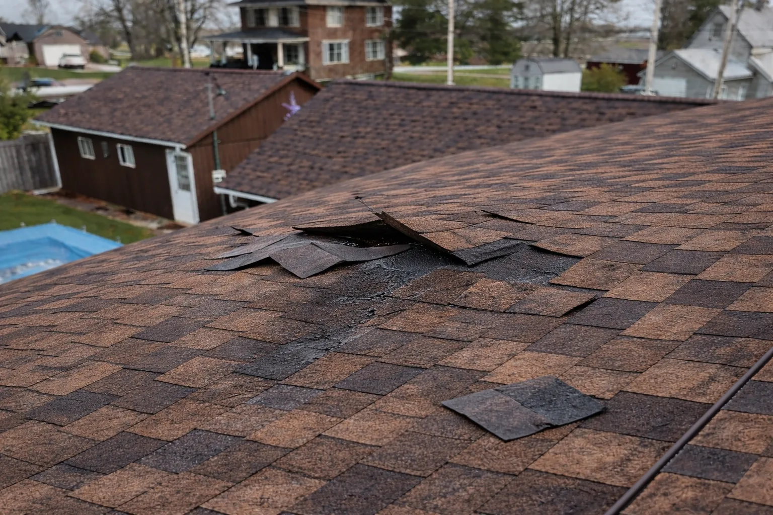 lifted shingles on a residential home in Champaign