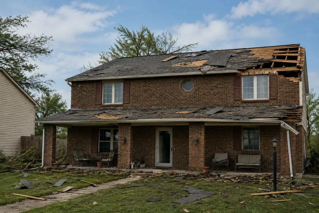 Wind Damaged home in champaign 